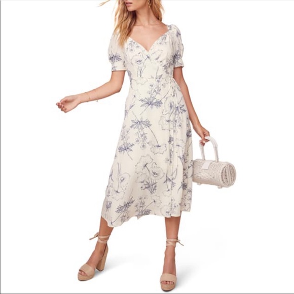 ASTR  The Label Women's Sketch Floral Midi Elysian Dress Size Medium - Picture 1 of 7